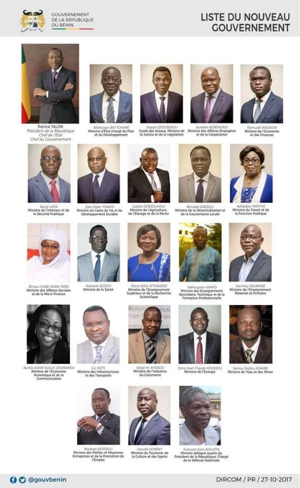 Les ministres du deuxième gouvernement de Patrice Talon en images