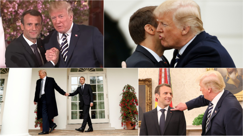 Donald Trump et Emmanuel Macron, une amitié (très) tactile