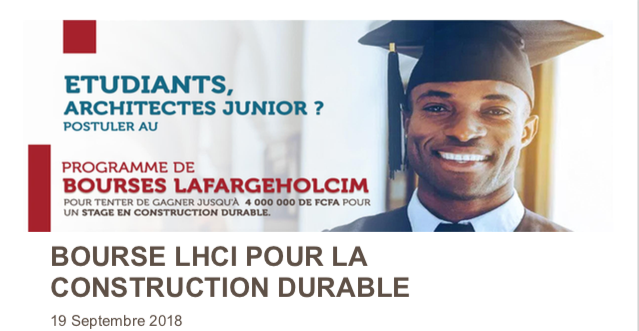 Bourse LafargeHolcim Côte d’Ivoire pour la construction durable, la deuxième édition lancée !