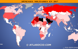 Carte du monde : dépenses militaires (% du PIB)