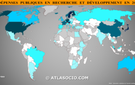 Carte du monde : dépenses en recherche et développement (% du PIB)