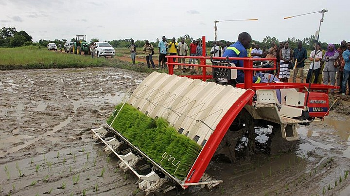 Production de riz au Burkina Faso : les producteurs de riz reçoivent du matériel